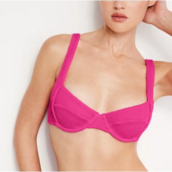 NWT Good American ALWAYS FITS DEMI BIKINI TOP | PINK GLOW size-S - Picture 1 of 4